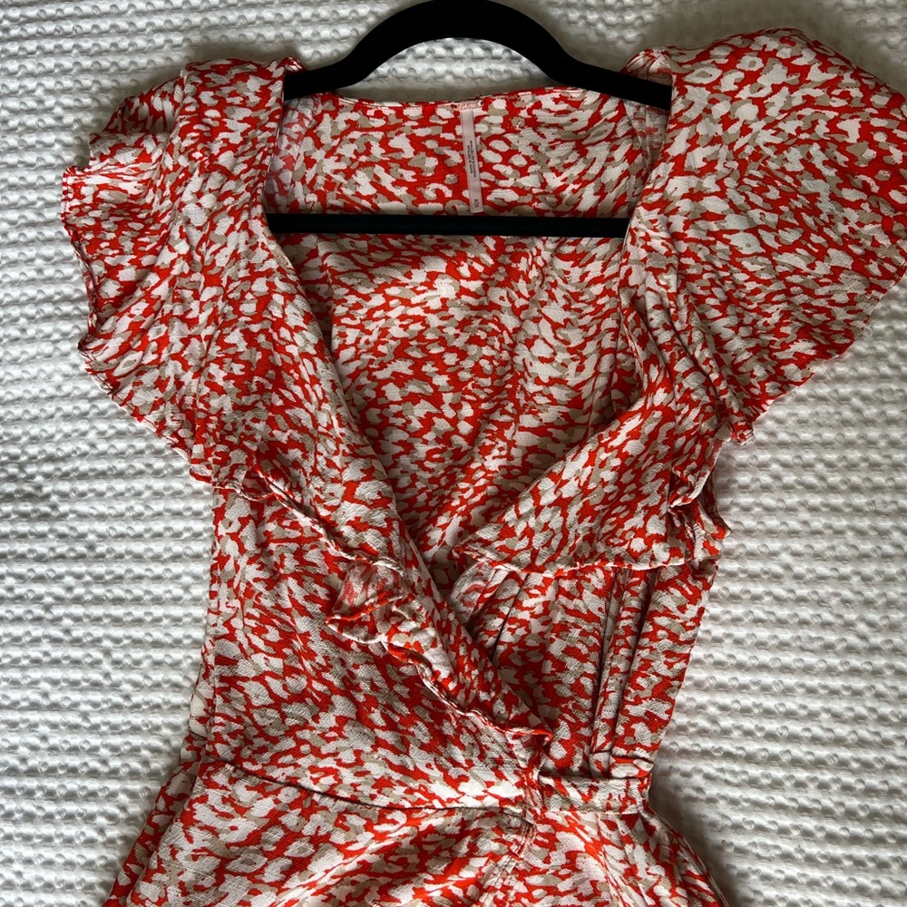 Free people orange and white tie dress
